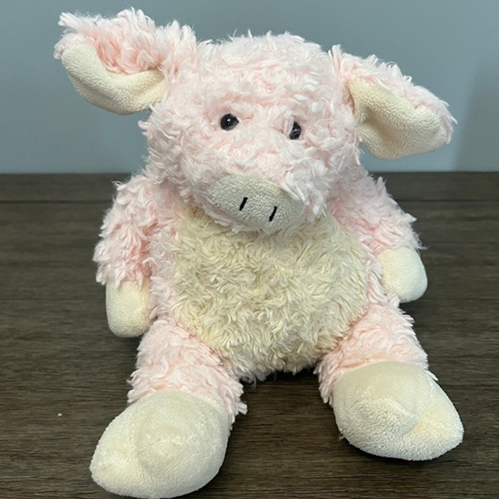 Ganz Pink Pig Plush Stuffed Animal Shaggy Pink Cream Farm Animal Toy